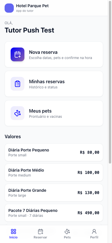 Tela inicial do app do tutor com lista de pets